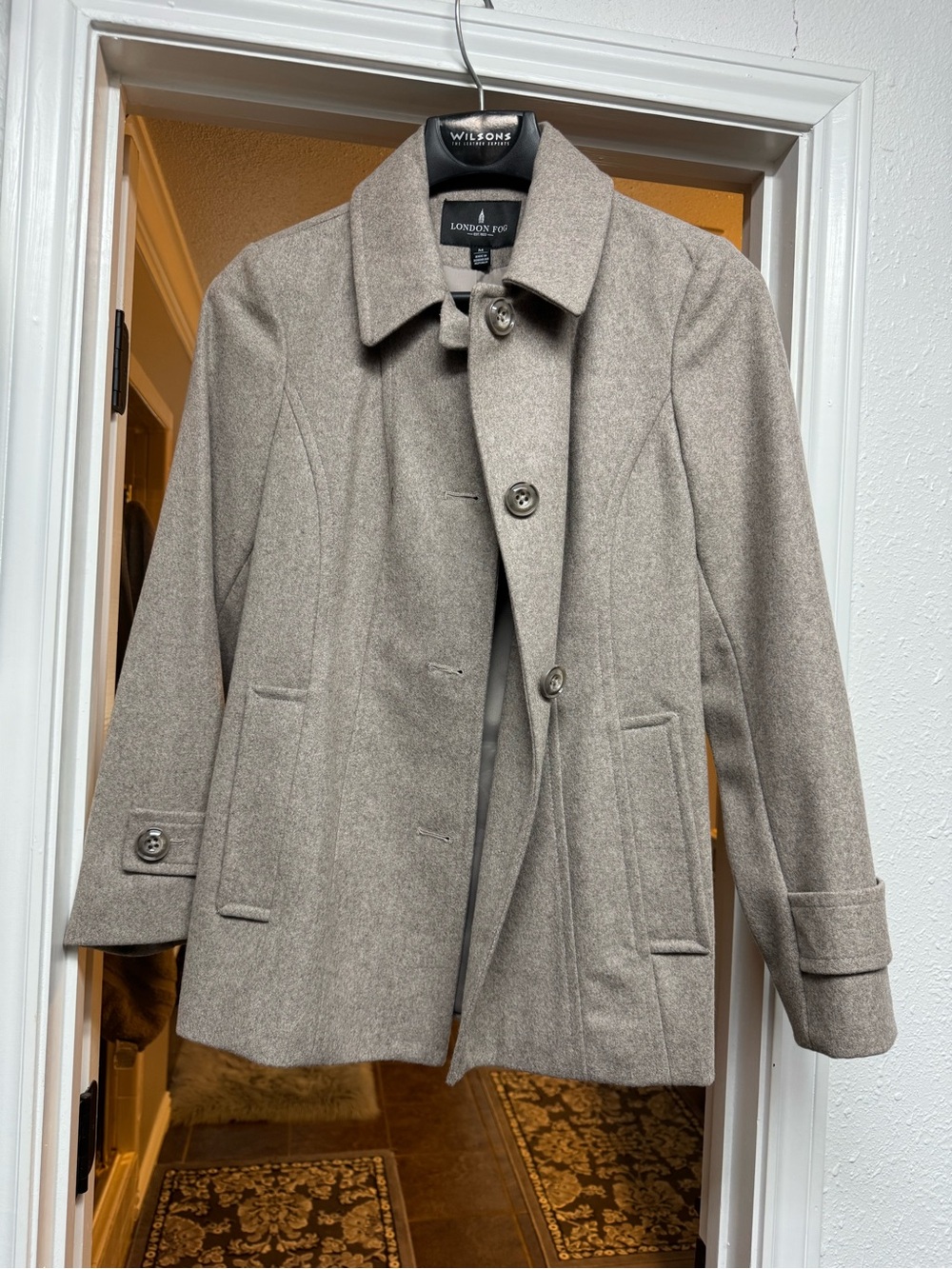 London Fog Taupe Wool-Blend Coat